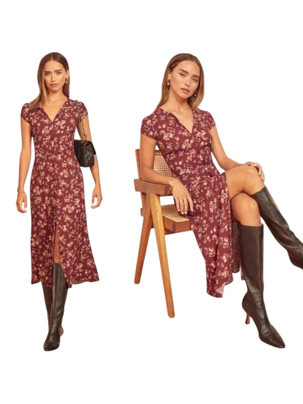 Reformation Fauna Dress Red Chantelle Floral Print 12 NWT